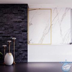 Шторка для ванны Veconi Palau 60x150 профиль брашированное золото, стекло прозрачное PL85G-60-01-C7