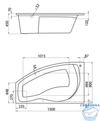 Акриловая ванна Santek Майорка 150х90 L с каркасом