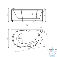 Акриловая ванна Aquatek Таурус L 170х100 с каркасом