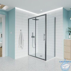 Душевое ограждение Veconi Эво 120x90 профиль графит, стекло прозрачное E1-SP-GR-12090-01-C9 (без поддона)