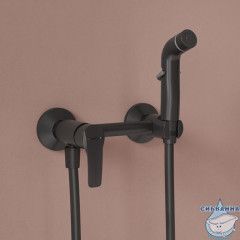 Смеситель с гигиеническим душем, матовый черный, Ray, IDDIS, RAYBL00i08