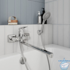Смеситель для ванны с длинным изливом  с керамическим дивертором, Atlantic, Milardo, ATLSBLCM10