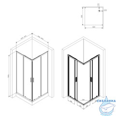 Душевое ограждение Am.Pm Gem 90x90 W93G-403-090BT профиль черный, стекло прозрачное (без поддона)