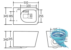 Унитаз подвесной безободковый, смыв торнадо Charus Alva Rimless EWC700-114BT с сиденьем Soft Close (микролифт)