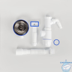 Cифон для мойки с выпуском 3 1/2 с переливом и отводом, Kitchen Line, IDDIS, S11UPS0i84
