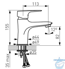  Смеситель для раковины Ferro Tiga Verdeline BTG2VL (с донным клапаном clik-clak) (хром)