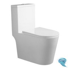 Унитаз моноблок напольный безободковый со смывом торнадо Calypso CS4638UQ-OK с бачком и сиденьем Soft Close (микролифт)