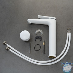 Смеситель для раковины Lemark Bronx LM3709MW (с донным клапаном) (белый матовый)