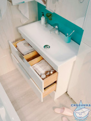 Тумба 1Marka Gaula 60Н белый с раковиной Moduo Slim 60