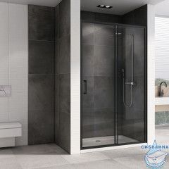 Дверь в нишу ABBER Schwarzer Diamant AG30100B5 100x195 профиль черный, стекло прозрачное