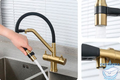 Смеситель для кухни Gappo G4398-83 (золото/черный)