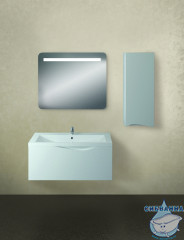 Тумба подвесная 1Marka Этюд 100 (1 ящик) с раковиной Анита 100 белый глянец