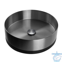 Раковина накладная ABBER Wasser Kreis AF2410BGM с черным основанием, оружейная сталь