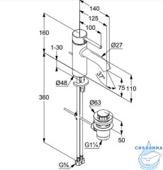  Смеситель для раковины Kludi Bozz 38266N076 (с донным клапаном Push-Open) (брашированное золото)