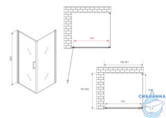 Душевое ограждение ABBER Sonnenstrand 80x80 профиль черный, стекло прозрачное AG04080B-S80B (без поддона)