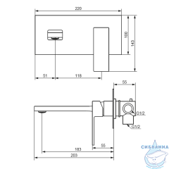 Смеситель для раковины встраиваемый Damixa Gala 530260300 (черный матовый)