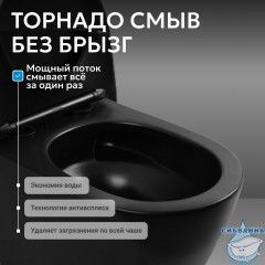 Унитаз ABBER Bequem AC1100TMB подвесной черный матовый, безободковый, смыв торнадо