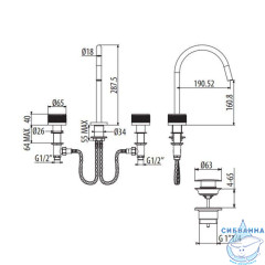 Смеситель для раковины Gattoni MD100/22NO (с донным клапаном) (черный матовый)