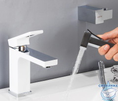 Смеситель Gappo G1017-1 с гигиеническим душем (хром/белый)