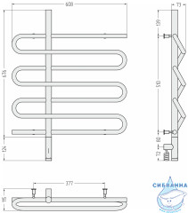 Полотенцесушитель электрический Сунержа Эпатаж L 60х80 (с возможностью скрытого подключения, подключение (белый матовый)