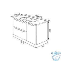 Тумба с умывальником, подвесная, 100 см, белая, Edifice, IDDIS, EDI10W1i95K