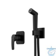 Встраиваемый смеситель с гигиеническим душем Iddis Agua AGUBLR2i08 (черный матовый)