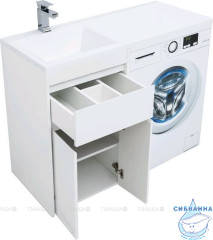 Тумба Aquanet Токио 48 L белый глянец с раковиной Даллас 110