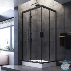 Душевое ограждение Am.Pm Gem 100x80 профиль черный, стекло прозрачное (без поддона)