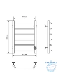 Полотенцесушитель электрический Санприз Виктория П6 40Х60 U (хром) (подключение универсальное)