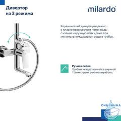 Душевая система с тропическим душем, хром глянцевый, Азур (Azure), Milardo, AZUSB3FM06