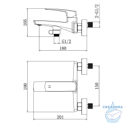 Смеситель для ванны Azario Conda AZ-K3011GR (графит)