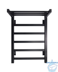 Полотенцесушитель электрический Санприз Контур с полкой П6 40х60 (черный матовый) (подключение универсальное) 