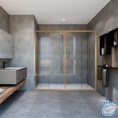 Дверь в нишу Vincea Garda 170 профиль брашированное золото, стекло прозрачное VDS-1G2170CLG