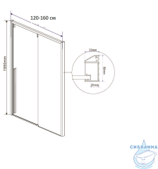 Дверь в нишу Vincea Lugano 160 профиль хром, стекло прозрачное VDS-1L160CL-1