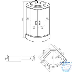 Душевая кабина Erlit ER350926-C3 90x90 профиль хром, стекло матовое