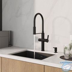 Смеситель для кухни с каналом для фильтрованной воды и гибким изливом, черный матовый, Ikon, IDDIS, IKNBLFFi05