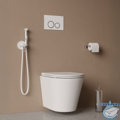 Встраиваемый смеситель с гигиеническим душем, белый матовый, IDDIS, 003WTR0i08