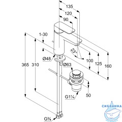 Смеситель для раковины Kludi PURE&STYLE 402903975 (с донным клапаном) (черный матовый)