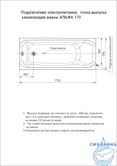 Акриловая ванна Aquatek Альфа 170х70 с каркасом