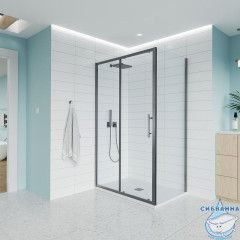 Душевое ограждение Veconi Эво 150x80 профиль графит, стекло прозрачное E1-SP-GR-15080-01-C9 (без поддона)