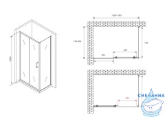 Душевое ограждение ABBER Schwarzer Diamant AG301305-S805 130x80 профиль хром, стекло прозрачное (без поддона)