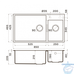 Кухонная мойка Omoikiri Tedori 85-2-U-GR серый