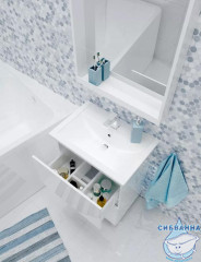 Тумба напольная 1Марка Aris 70Н (2 ящика)  с раковиной Фостер 70 белый глянец