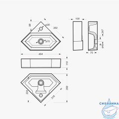 Раковина на столешницу 50 см Sanita Luxe Line LIN35SLWB01