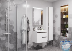 Тумба Акватон Рене 60 белый/грецкий орех с раковиной Миранда 60 см