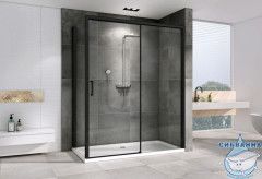 Душевое ограждение ABBER Komfort 150x100 профиль черный, стекло прозрачное AG93150B-S102B (с доводчиком) (без поддона)