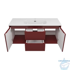 Тумба подвесная Brevita Wine 120 бордовый с раковиной Brevita Onda 120