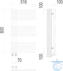 Полотенцесушитель водяной Terminus Астра П15 7х80 (нижнее подключение) (хром)