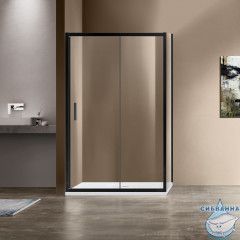 Душевое ограждение Vincea Garda 140x90 профиль черный, стекло прозрачное VSR-1G9014CLB