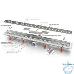 Дренажный трап для душа Veconi Basik V550BB с решеткой